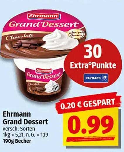 Ehrmann Grand Dessert – verschiedene Sorten – 190g Becher