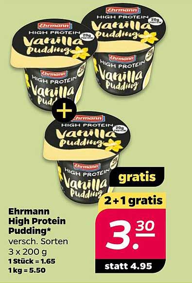 Ehrmann High Protein Pudding 2+1 gratis