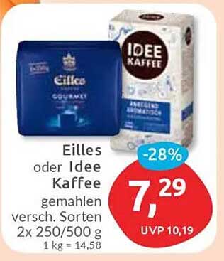 Eilles oder Idee Kaffee, gemahlen, verschiedene Sorten 2x 250/500 g