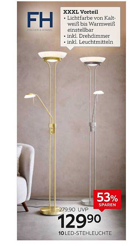 Elegante LED-Stehleuchte von Fischer & Honsel - 53% sparen!