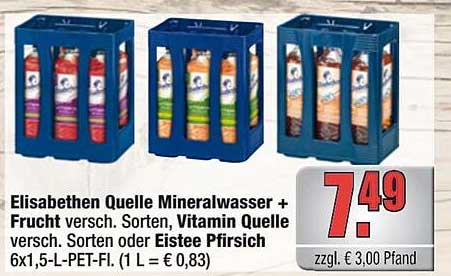 Elisabethen Quelle Mineralwasser + Frucht in verschiedenen Sorten