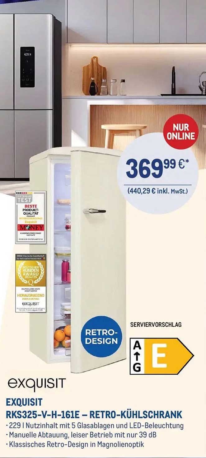 EXQUISIT RKS325-V-H-161E – RETRO-KÜHLSCHRANK