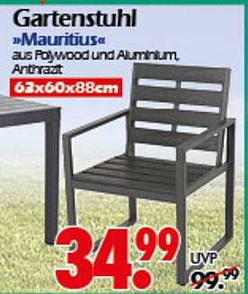 Gartenstuhl »Mauritius« aus Polywood und Aluminium, Anthrazit
