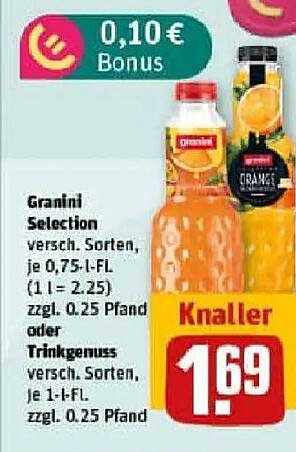 Granini Selection und Trinken Genuss - Verschiedene Sorten für erfrischenden Genuss
