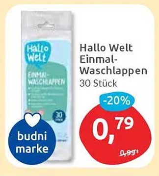 Hallo Welt Einmal-Waschlappen 30 Stück - jetzt nur 0,79 €