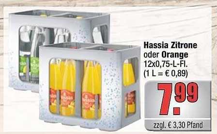 Hassia Zitrone oder Orange 12x0,75-L-Fl.