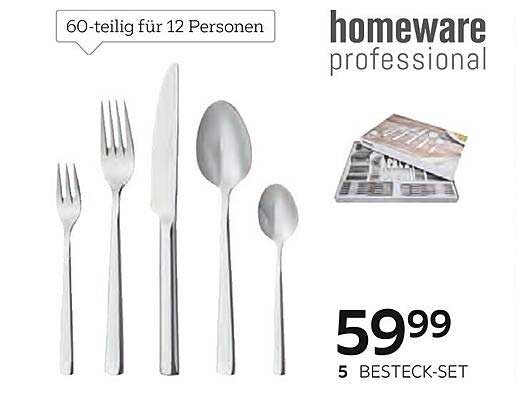 homeware professional Besteck-Set 60-teilig für 12 Personen