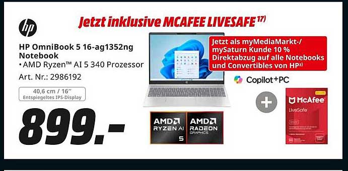 HP OmniBook 5 16-ag1352ng Notebook - AMD Ryzen™ A1 5 340 Prozessor