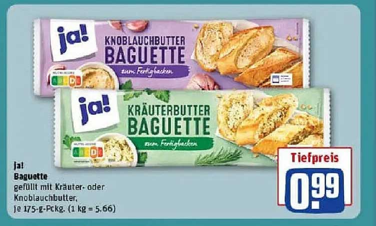 Ja! Knoblauchbutter und Kräuterbutter Baguette