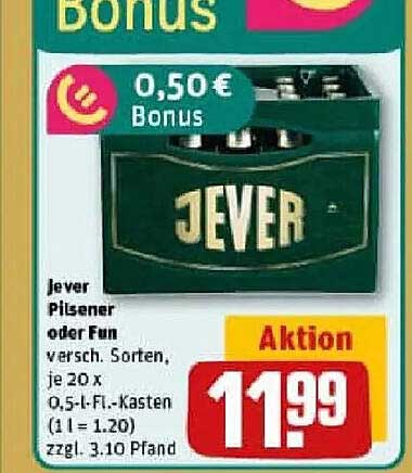 Jever Pilsener oder Fun – 0,5-l-Flaschen-Kasten im Angebot