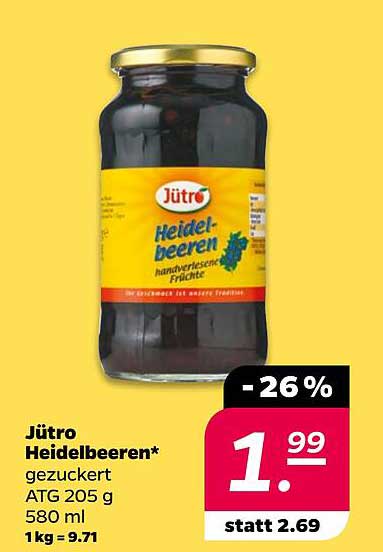 Jütro Heidelbeeren – gezuckert ATG 205 g