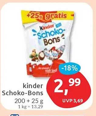 kinder Schoko-Bons 200 g + 25 g gratis