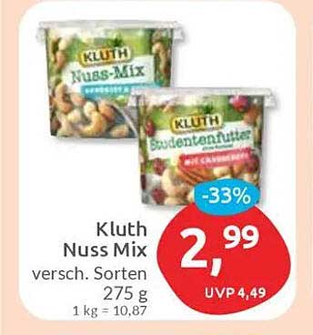 Kluth Nuss Mix versch. Sorten 275 g