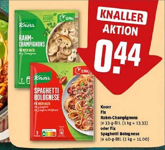 Knorr Rahm-Champignons oder Spaghetti Bolognese