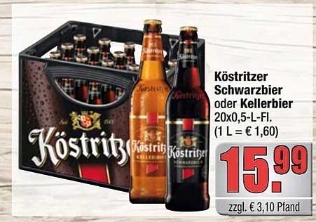 Köstritzer Schwarzbier oder Kellerbier 20x0,5-L-Fl.