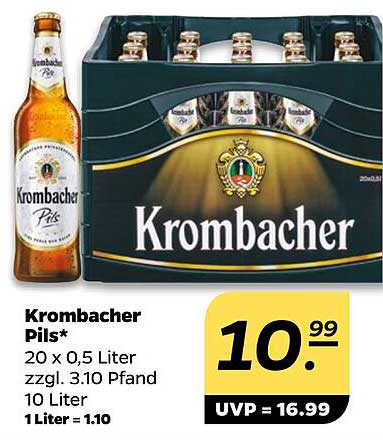 Krombacher Pils - 20 x 0,5 Liter für nur 10,99 €
