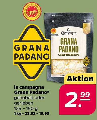 la campagna Grana Padano, 125–150 g