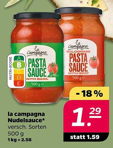 la campagna Nudelsauce* versch. Sorten 500 g