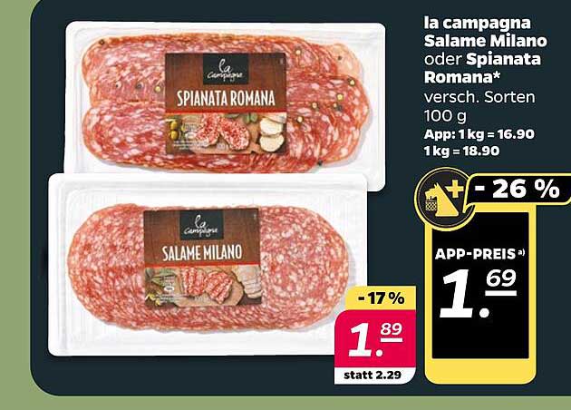 la campagna Salame Milano oder Spianata Romana, 100 g