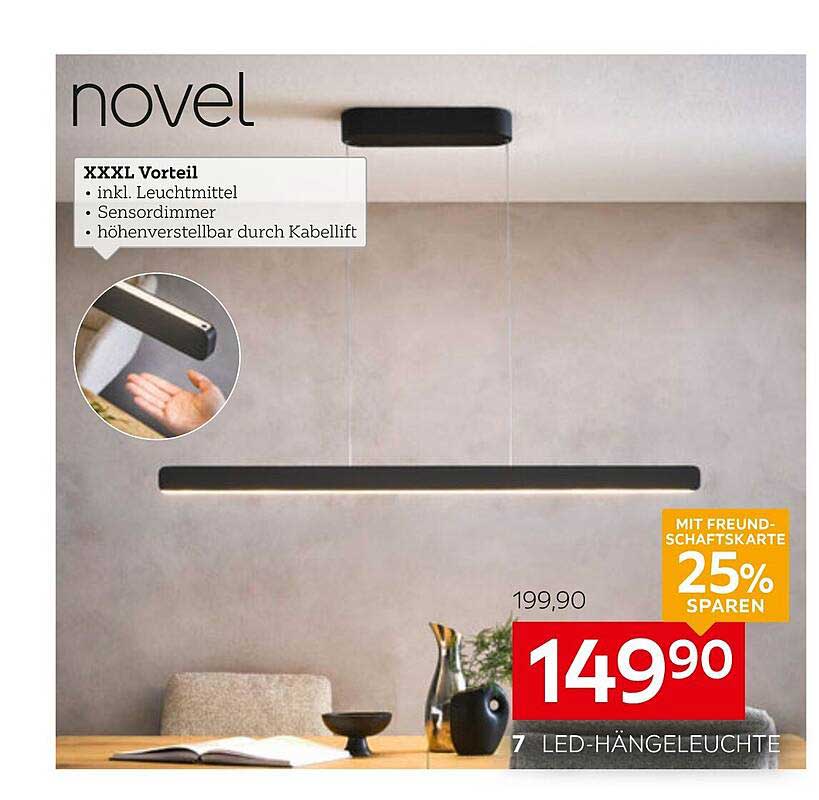 LED-Hängelampe novel mit Sensor und Höhenverstellung