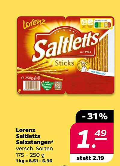 Lorenz Saltletts Salzstangen 250g zum Sonderpreis