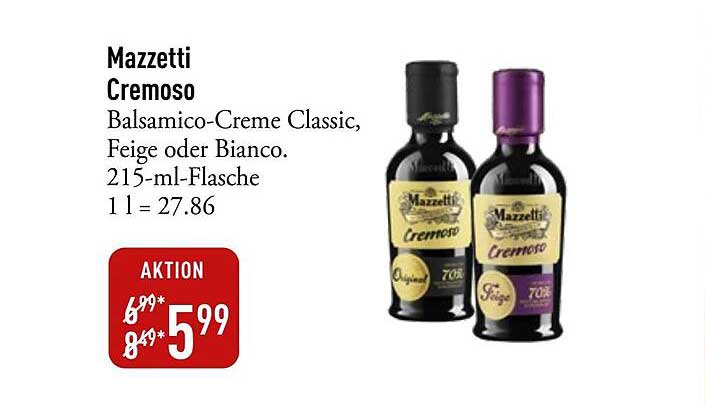 Mazzetti Cremoso Balsamico-Creme Classic, Feige oder Bianco 215-ml-Flasche
