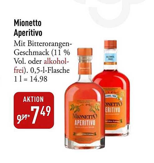 Mionetto Aperitivo - 0,5 l Flasche mit Bitterorangengeschmack