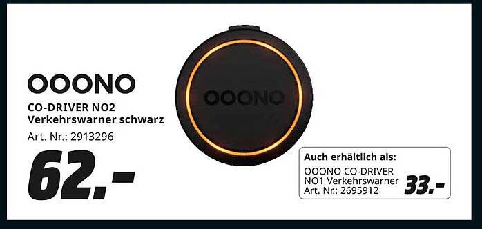 OOONO CO-DRIVER NO2 Verkehrswarner schwarz