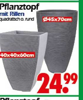 Pflanztopf mit Rillen - Quadratisch oder Rund