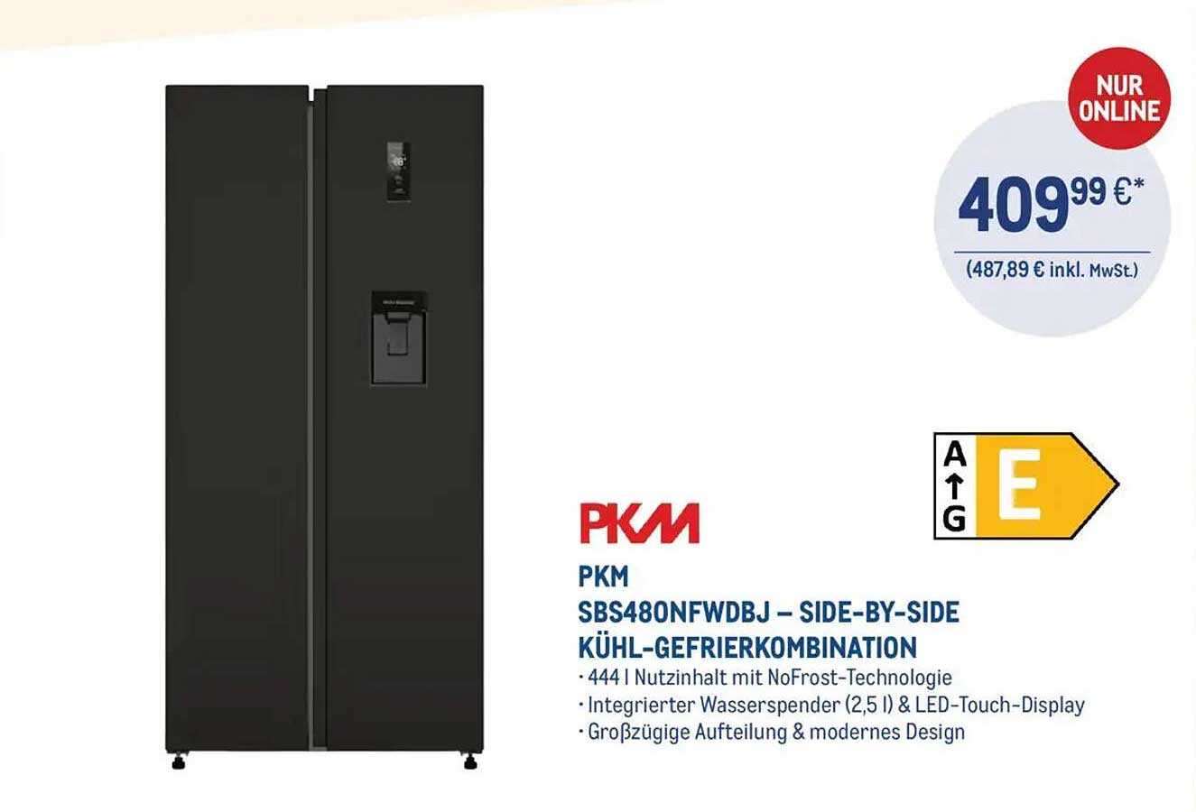 PKM SBS480NFWDBJ – Side-by-Side Kühl-Gefrierkombination