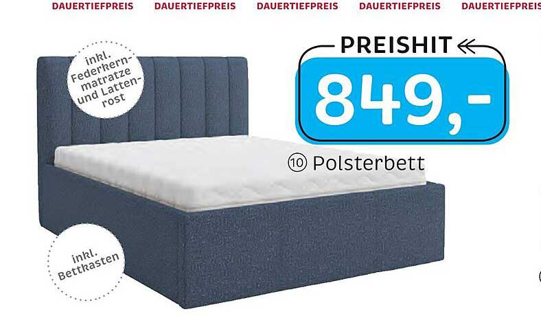 Polsterbett inkl. Federkernmatratze und Lattenrost