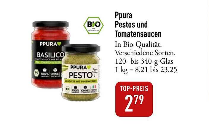 Ppura Pestos und Tomatensaucen in Bio-Qualität