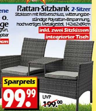 Rattan-Sitzbank 2-Sitzer