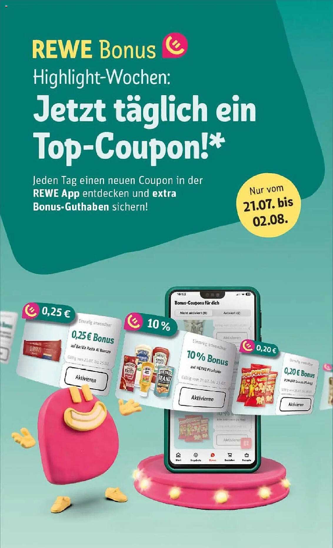 REWE Bonus Highlight-Wochen: Jetzt täglich ein Top-Coupon!