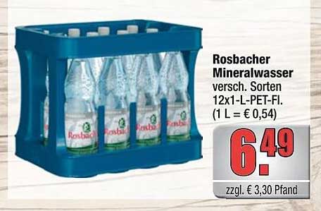 Rosbacher Mineralwasser – 12 x 1 L PET für nur 6,49 €