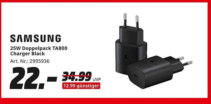 Samsung 25W Doppelpack TA800 Charger Black