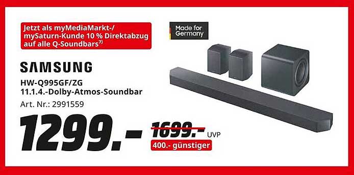 Samsung HW-Q995GF/ZG 11.1.4 Dolby-Atmos-Soundbar