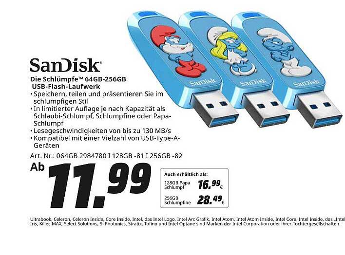 SanDisk Die Schlümpfe™ 64GB-256GB USB-Flash-Laufwerk