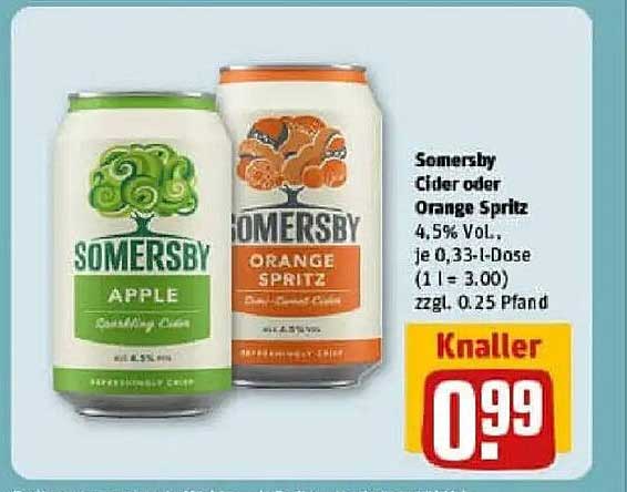 Somersby Cider oder Orange Spritz - 0,33 l Dose für nur 0,99 €