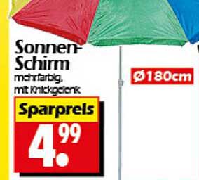 Sonnen-Schirm mehrfarbig, mit Knickgelenk