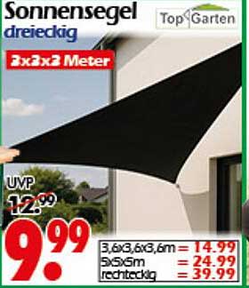 Sonnensegel dreieckig 3x3x3 Meter
