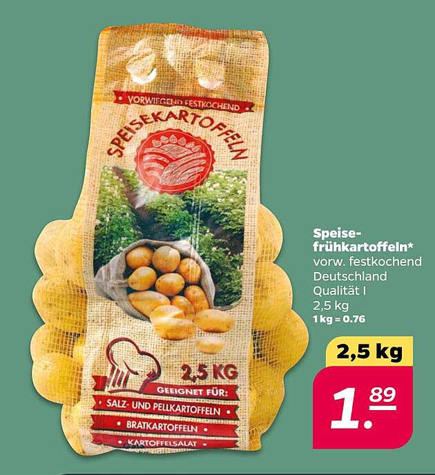 Speisekartoffeln 2,5 kg - Vorwiegend festkochend, Qualität I