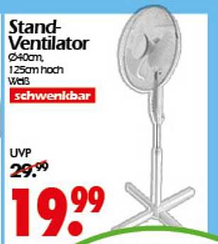 Stand-Ventilator 40cm, 125cm hoch, Weiß