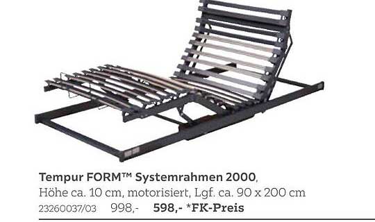 Tempur FORM™ Systemrahmen 2000, Höhe ca. 10 cm, motorisiert, Lgf. ca. 90 x 200 cm