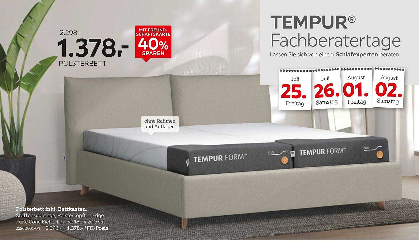 TEMPUR® Polsterbett inkl. Bettkasten