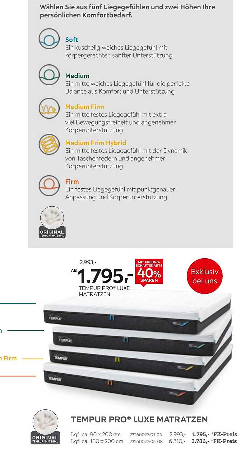TEMPUR PRO® LUXE MATRATZEN