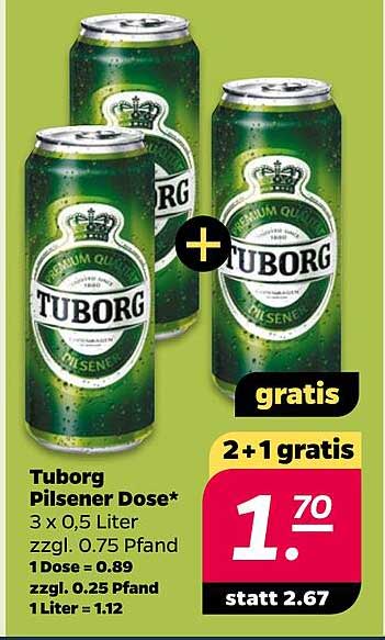Tuborg Pilsener Dose 3 x 0,5 Liter – 2 + 1 gratis