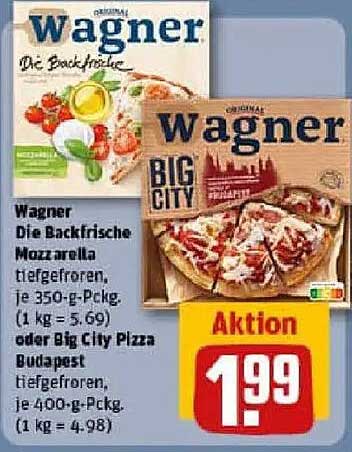 Wagner Die Backfrische Mozzarella oder Big City Pizza Budapest - Tiefgekühlt