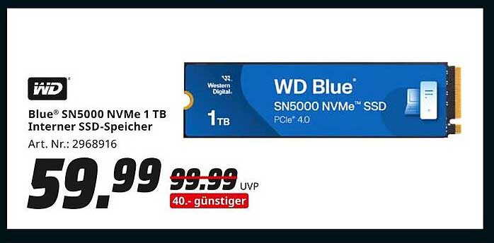 WD Blue® SN5000 NVMe 1 TB Interner SSD-Speicher