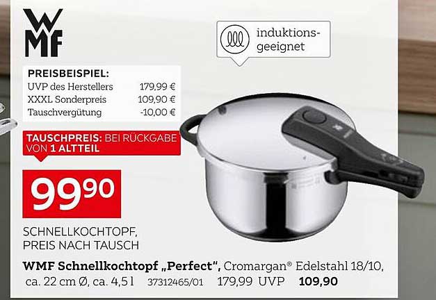 WMF Schnellkochtopf „Perfect“, Cromargan® Edelstahl 18/10, ca. 22 cm Ø, ca. 4,5 l